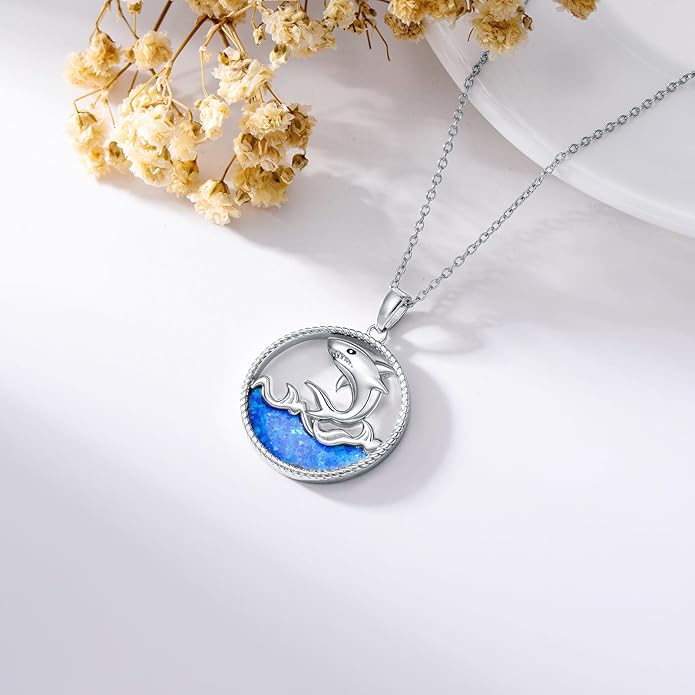 KZX Cat/Dog/Phoenix/Eagle/Whale/Shark/Puffin/Starfish/Chicken/Butterfly/Owl/Bee/Frog/Seahorse Necklace Sterling Silver Animal Pendant Jewelry Gift for Women