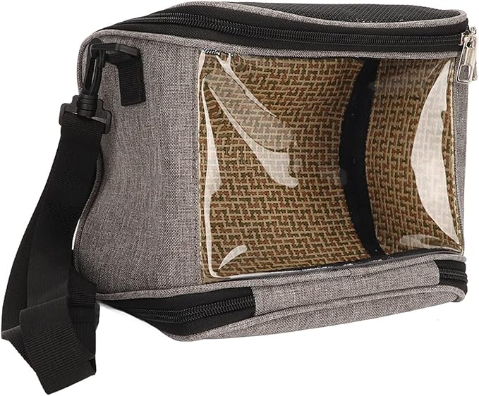 Transparent Bird Carrier Bag, Portable Lightweight Parrot Travel Cage with Ventilated Mesh and Rattan Weave for Cockatiels Parakeets Small Birds (Gray)