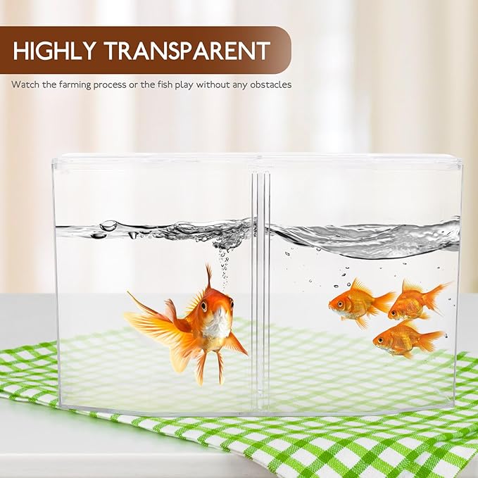 BESPORTBLE Breeding Tank Aquarium Box with Dual-Compartment High Transparency Plastic Fish Isolation Hatchery Box for Betta Guppy Shrimp Quarantine and Incubation