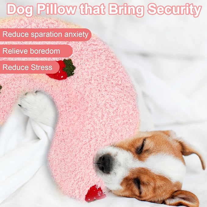 Mity Rain Calming Pillow - Large 14.2" x 9.4", Helps Relieve Dog Anxiety, Ultra Soft Neck Pillow for Joint Relief & Comfort, Pink