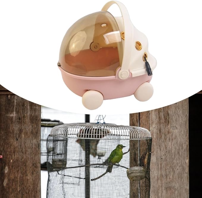 Heated Bird Carrier Bag Parrot Travel Cage Small Pet Accessories Winter Warm Bird Nest House for Finch African Greys Outdoor, Pink