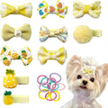 Light Yellow Dog Hair Clips and Rubber Bamds Small Dog Bows Cute Pet Grooming Accessories Alligator Clips Stay In Hair Barrettes Pineapple Hairpin Pet Headdress Bowknot Yorkie Puppy Maltese Girls Dogs