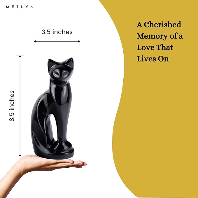 Cat Urns for Ashes - Pet Memorial Cat Urn Cat Memorial Gift, Pet Urn for Cat Ashes Keepsake Pet urns for Cats Ashes, Pet Ashes Urn, Pet Cremation Urn (Black)