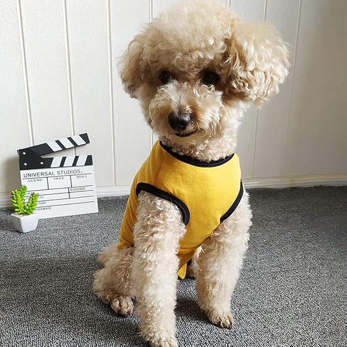 Dog’s Recovery Suit Post Surgery Shirt for Puppy, Wound Protective Clothes for Little Animals(Yellow-xs)