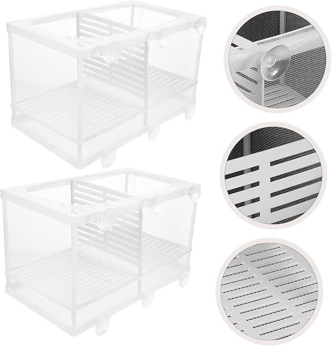 HANABASS 2pcs Aquarium Fish Breeding Box with Isolation Net Durable Hatching Tank for Betta and Shrimp Large Capacity Incubator with Suction Cups for Fish Fry Survival