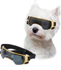 LESYPET Dog Sunglasses for Small Breed, UV Wind Dust Protection Dog Goggles for Pet Outdoor Driving Riding, Pet Glasses Eye Wear with Adjustable Strap, Gold