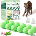 Cat Repellent Balls for Outdoor- Peppermint & Lemongrass Oil Deterrent Balls - Stop Cats from Scratching Furniture, Yard, Plants,Cars,Long-Lasting Protection（12 Pack and 6 Bags）