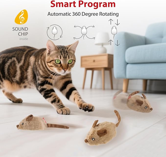 Gigwi Interactive Cat Toys for Indoor Cats, Cat Mouse Toy with Electronic Realistic Squeaky Sound