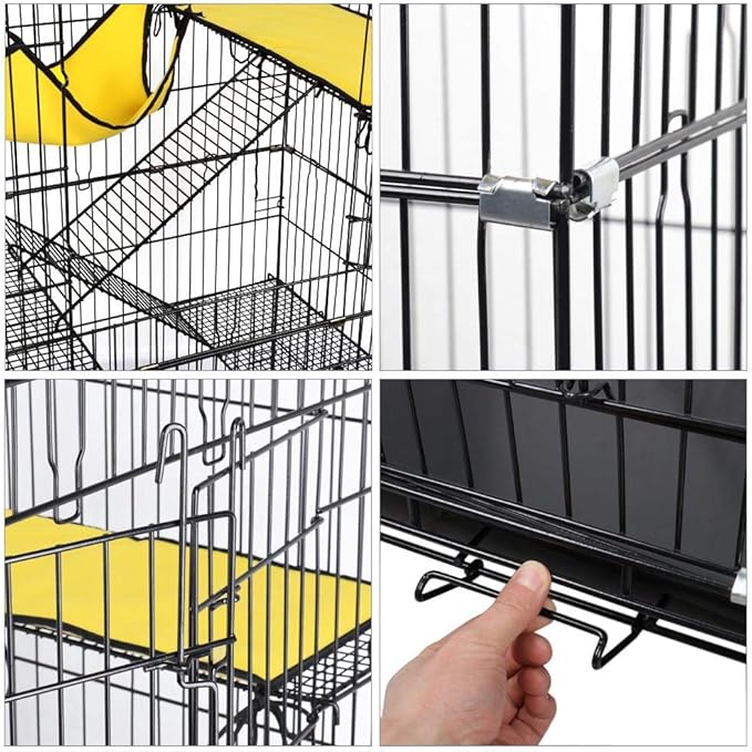 Yaheetech Large 49" Mobile Cat Cage with Hammock, Lightweight Travel-Friendly Foldable Enclosure for Cats and Kittens, Indoor/Outdoor Use with Tray