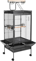 Heavy-Duty 68'' Wrought Iron Parrot Cage – Acrylic Door, 360° Rolling Stand, Perches, Stainless Steel Bowls, Escape-Proof, Easy Clean – Spacious Aviary for Macaws, Cockatoos, African Greys,