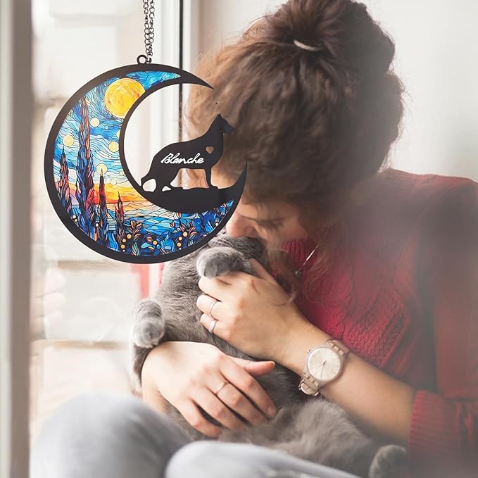 Dog Memorial Hanging, Lost Dog Sympathy Gift, Pet Loss Plastic Suncatcher, Memory Ornaments Gift for Dog Lovers (Star Dog)