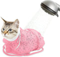 Cat Bathing Bag, Breathable Mesh Cat Shower Bag Anti Scratch Adjustable Cat Grooming Bag for Nail Trimming Polyester Soft Washing Bag