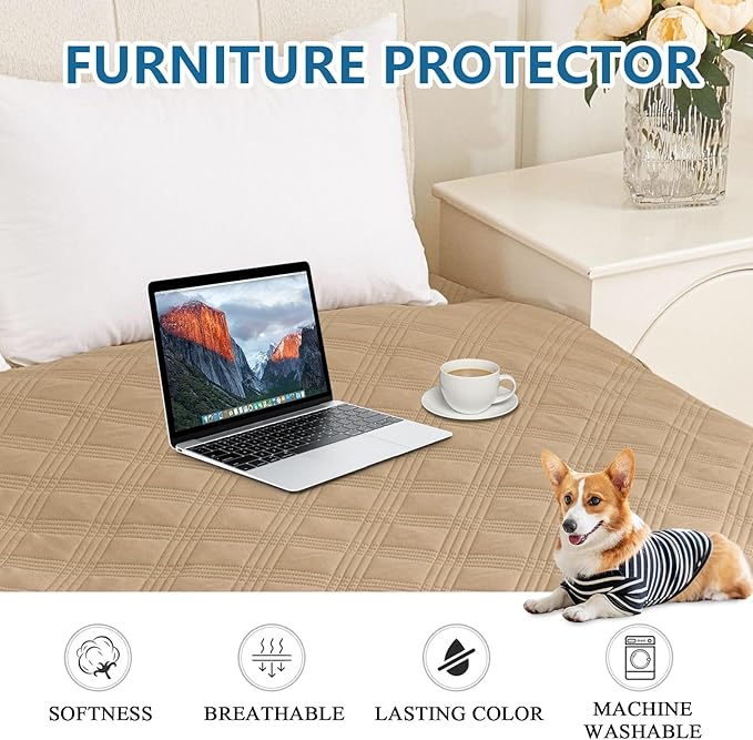 hyha Waterproof Dog Blanket, Reversible Pet Bed Blanket, Soft Sofa Couch Cover for Dogs Washable, Waterproof Pet Couch Covers for Sofa Puppy Cats Furniture Protector(40"x80", Camel/Camel)