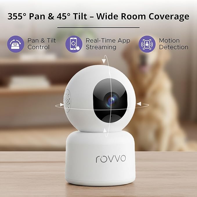 Pet Vision 360 – Smart Indoor Pet Camera with Pan & Tilt View, 1080p HD, Auto Motion Tracking, Two-Way Audio, Night Vision & App Control.