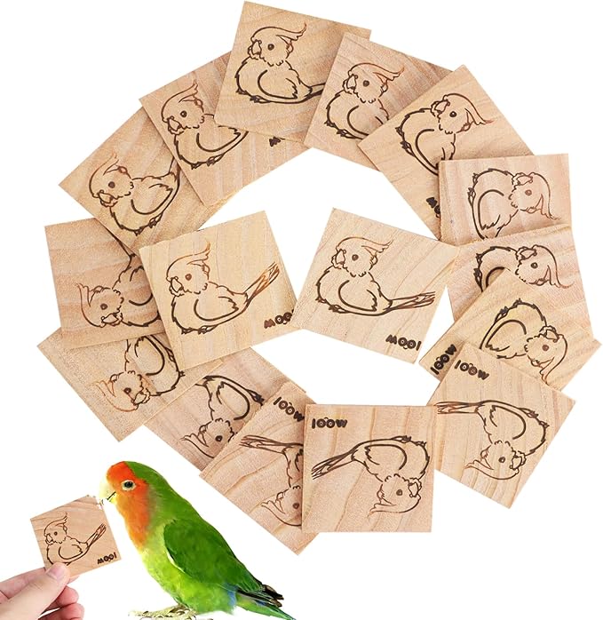 16 Pack Natural Balsa Wood Bird Chew Toys - World's Softest Wood, Safe Chewing Toys for Parakeets, Cockatiels, Lovebirds & Small Medium Birds.