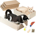Cat Scratcher Box with 4 Scratching Pads&2 Separate Cardboard Boxes,2-in-1 Cardboard Cat Scratch for Multiple Kitten Interactive Play,Gradient(Ball & Fish Catnip Toy Included)