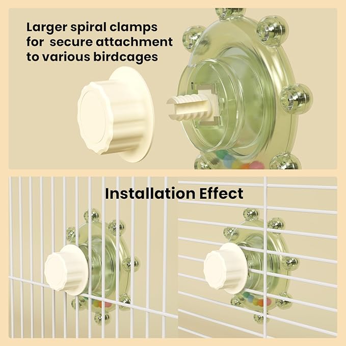Bird Mirror Toys for Cage,Parakeet Rotating Sound Wheel Toy,Budgie Training Colorful Interactive Chew Toys for Canaries Lovebirds Conures Cockatiels cage Accessories (3, Rondom Color)