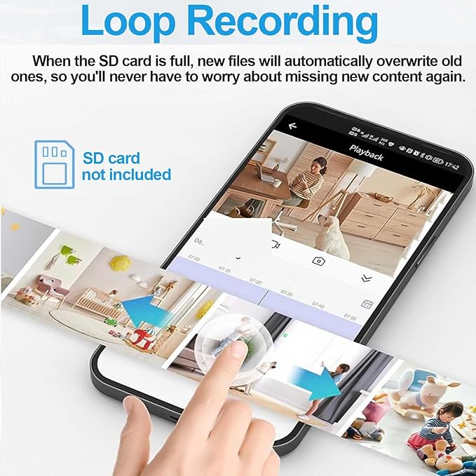 WiFi Wall Clock Camera 1080P, Indoor Security Camera with Motion Detection, Mini Wireless Cam with APP Control, Pet Surveillance for Home Security, Indoor, Office