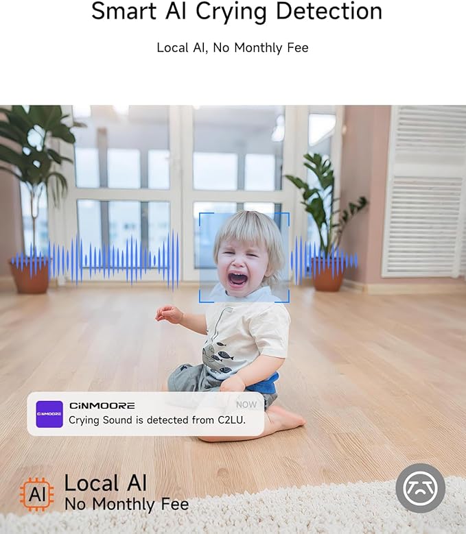 2.5K Camera for Home Security, Non-Subscription AI Human/Pet/Crying Detection, 4MP Dog/Cat/Pet Camera Indoor with Phone App, Pan Tilt 2.4G WiFi Indoor Cameras, IR Night Vision, Full Duplex 2-Way Audio