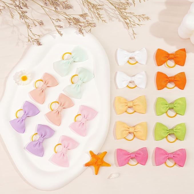 Yxiang Puppy Dog Small Hair Bows with Rubber Bands 40PCS Dog Bows Pet Grooming Hair Accessories for Yorkie Doggies Girl Puppy