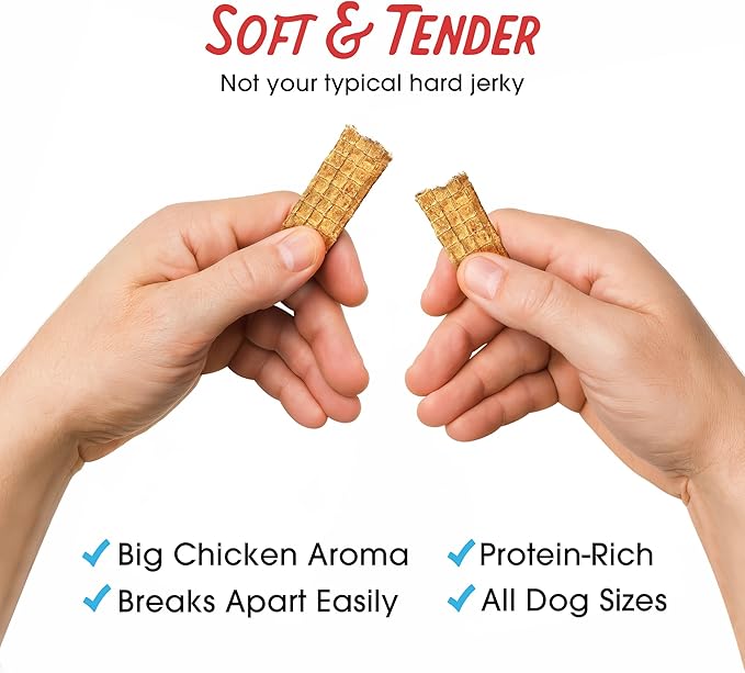Farmland Traditions Dogs Love Chicken Jerky Dog Treats, Premium Two-Ingredient Dog Jerky with USA-Raised, Human-Grade Chicken & No Antibiotics Ever, 3 Pound (Pack of 1) Bag.
