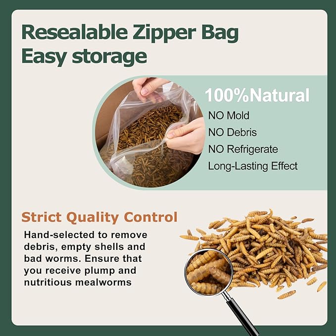 10LB Dried Black Soldier Fly Larvae for Chickens Treats Bulk, Non GMO BSF Larvae 85X More Calcium Than Dried Mealworms for Laying Hens, Chicken Worms for Wild Birds