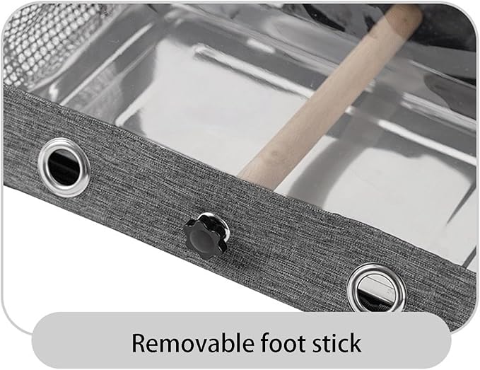 Portable Bird Cage Bird Carriers Foldable Panoramic View with Perch Removable Tray for Parrot Hamster Hedgehog Rabbit Sugar Glider (Grey)