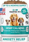 Hemp Calming Chews for Dogs - Dog Calming Chews for Anxiety Relief, Stress, Separation, Fireworks, Thunder, Travel, Vet Visits - USA Product - 120 Soft Treats with Melatonin, Chamomile, Passion Flower