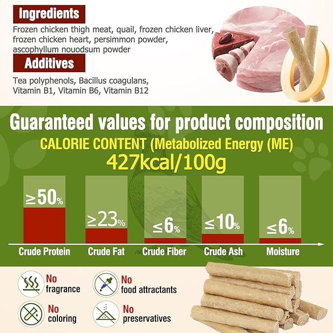 Freezed Drying 50g Cat Chew Sticks Quail Flavor, Cat Teething Sticks for Teeth Cleaning Dental Care, Cats Chew Toys for Fresh Breath