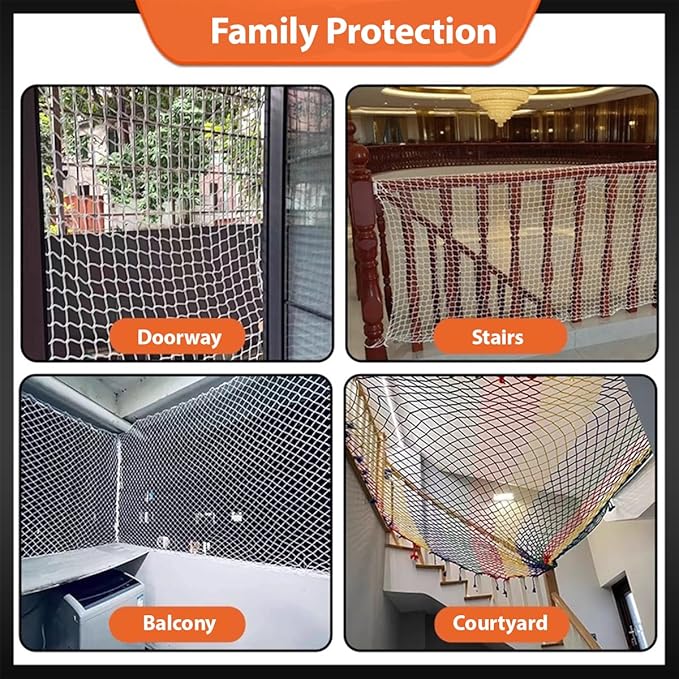 Safety Rope Net for Kids,Knotless Fence Net for Balcony Stairway Guard,Outdoor Terrace Decoration Pet Anti-Fall Rope Netting,Baseball Sports Netting(Size:4M*10M(13.1FT*32.8FT),Color:White)