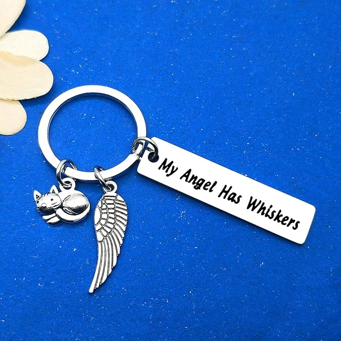 Dabihu Pet Memorial Gift Loss of Cat Keychain Sympathy Jewelry Has Whiskers Keyring In Memory of Cats Pet Sympathy Gift for Cat Lover Family Friends Remembrance Gifts