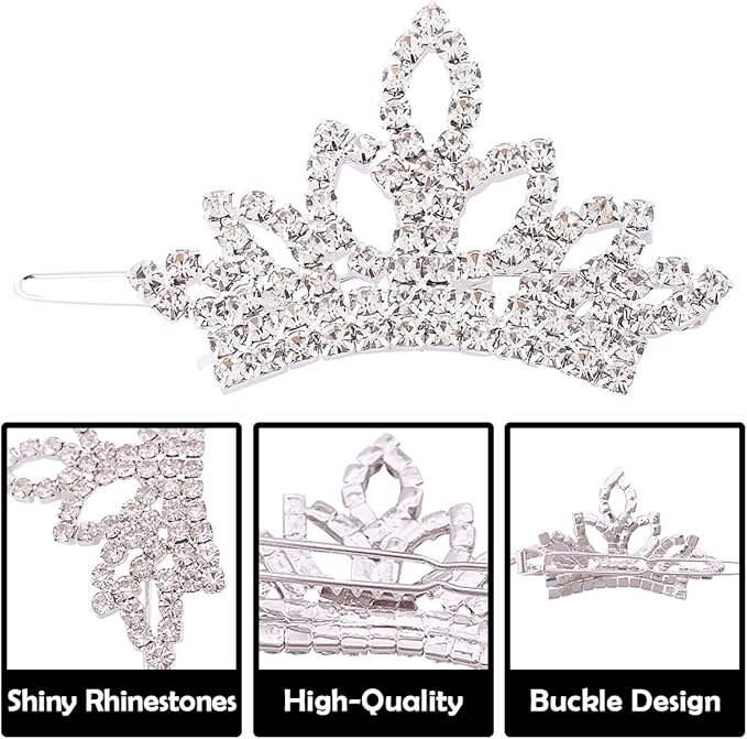 PET SHOW 1pc/Pack Dog Tiara Crown Hair Clips Bows for Small Dogs Costume Crystal Rhinestone Girls Puppies Barrette Grooming Hair Accessories
