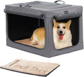 PETSFIT Portable Dog Crate for Medium Dogs, – 30" Soft Dog Travel Crates with Lockable Zippers & Thicken Mat, Adjustable Patented Spiral Steel Frame, Collapsible Kennel for Indoor & Outdoor
