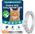 Flea Collar for Cats 1 Pack, 8-Month Flea & Tick Prevention per Collar, Natural Plant-Based, Water-resistant, Adjustable, Fast-Acting & Long-Lasting, Safe for Adult Cats and Kittens, White