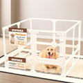 FlexiSpace Customizable Height & Space Clear Acrylic Dog playpen Indoor, The ONLY Play Pen That Grows with Your Pets (White 24”H, 8 Panels)
