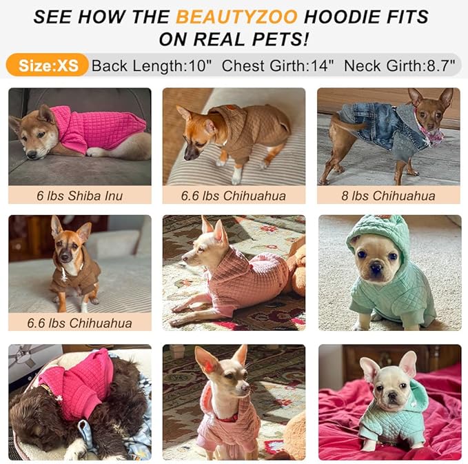 BEAUTYZOO Dog Hoodie for Small Medium Large Dogs, Winter Fall Warm Dog Clothes for Puppy S M Sized Dogs Girl Boy, Dog Sweater Shirt Hoodies with Pocket Bulldog Pitbull Cat Clothing Coat