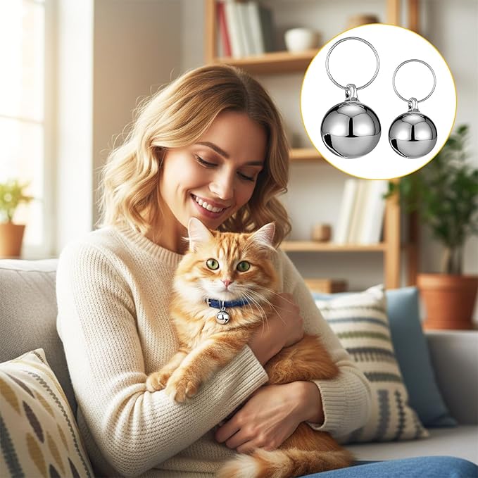 10 Pack Silver Dog Bell, Pet Bells Collar Bells for Small Dogs Cat Collar Charm Hanging Ring Decoration Pet Pendant Accessories Anti-Lost Training Bell DIY Crafts for Pets Daily Use (2 Sizes)