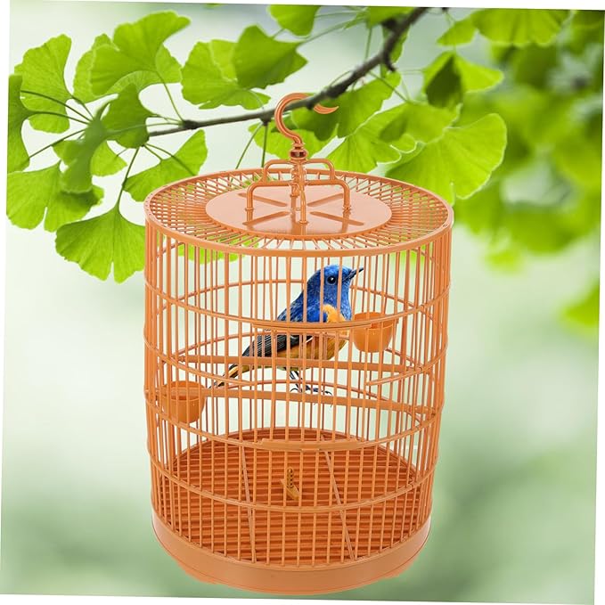 BESPORTBLE Hanging Bird Cage for Decor Plastic Birdcage Round Shape and Bird Nest Decoration for Small Pets