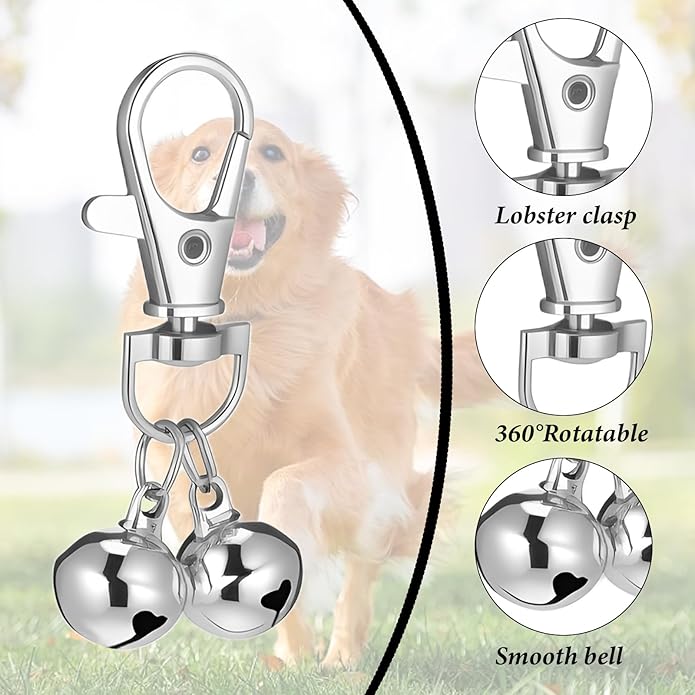 5 Pcs Bells For Dog Collars, Silver Cat Bells Dog Training Bell Loud, Dogs Tag Clip Jewelry Pet Pendant Accessories for Pet Cat Dogs Necklace Collar
