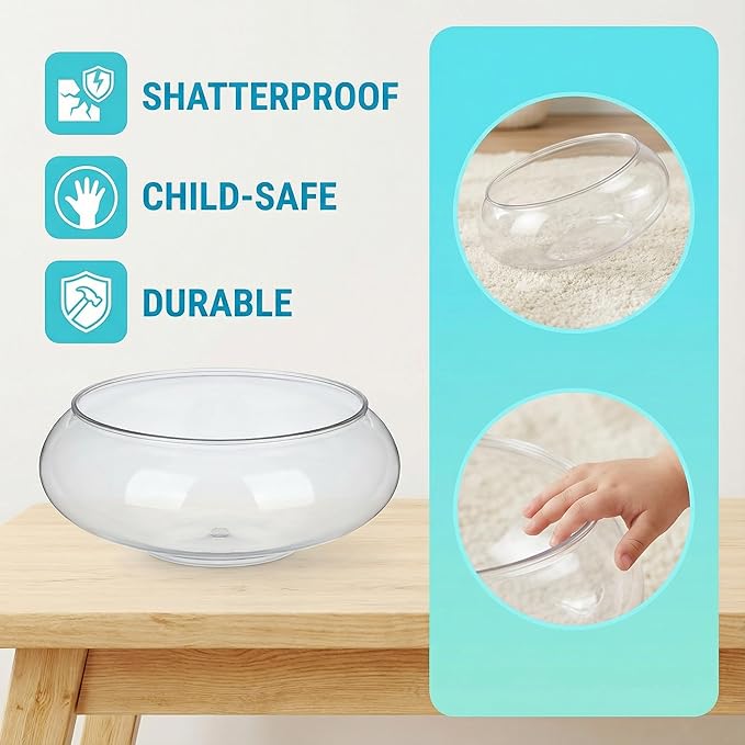 Large Clear Plastic Fish Bowl Round Terrarium Vase Goldfish Bowl Hydroponic Vase Water Lily Succulent Planter for Wedding Party Home Decor