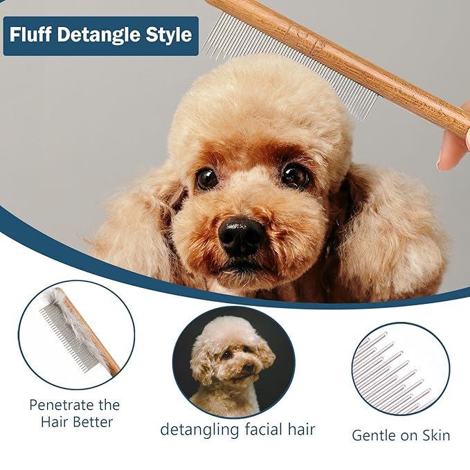 Slicker Brush for Dogs, Professional Dog Grooming Brush for Golden Doodle & Poodle - Deshedding Dog Brush for Medium or Long Haired Dogs, Remove Tangles, Knots and Mats (4PCS, Wooden, Large)