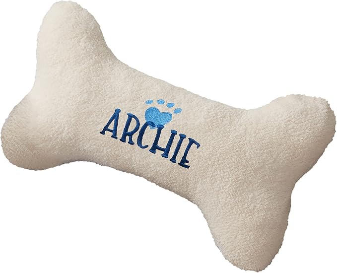 Personalization Universe Heart Paw Print Dog Bone Pet Pillow, Soft and Plush, Perfect for Pet Bed, Embroidered with Custom Name in Multiple Color Options, Dog Bed Accesory, for Large Dogs