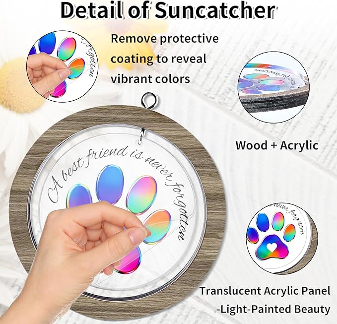 Pet Memorial Wind Chime – Dog Memorial Gifts for Loss of Pet, Loss of Pet Sympathy Gift, Pet Remembrance Bereavement Gift (Colorful Paw)