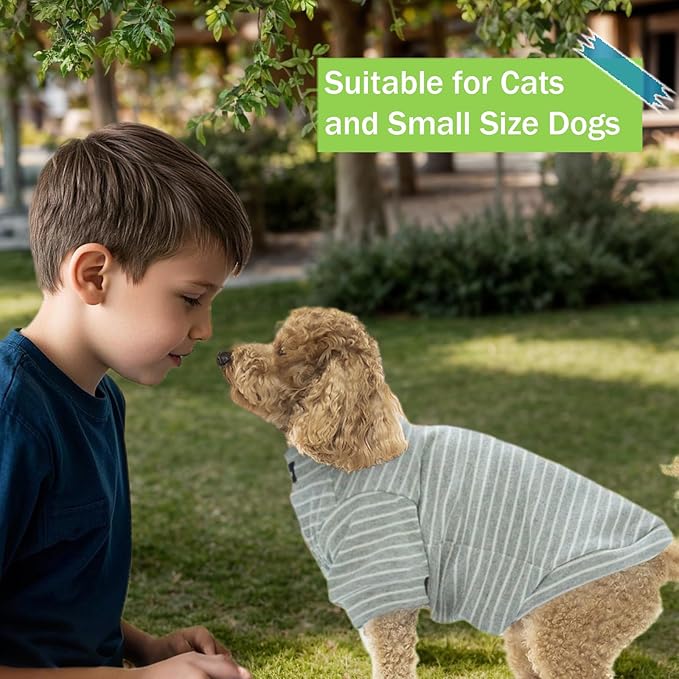 Sphynx Cat Sweater Hairless Cat Clothes Sweater Shirt Soft Warm Long Sleeves Pullover Pet Clothes Pajamas Dog Cloth for Small Dogs Jumpsuit Pet Sweaters (Striped, XX-Large)