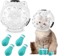 Breathable Cat Muzzle with Anti-Scratch Silicone Boots, Adjustable Transparent Helmet & Grip Socks for Grooming, Vet Visits, and Nail Trimming(Size:L)