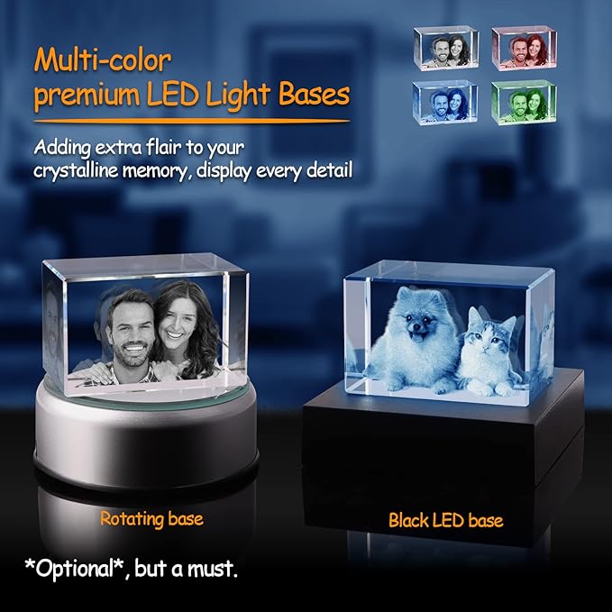Dog Memorial Gifts for Pet Loss – Personalized Crystal Photo for Dogs & Cats, Custom Laser Etched Crystal (Small Landscape)