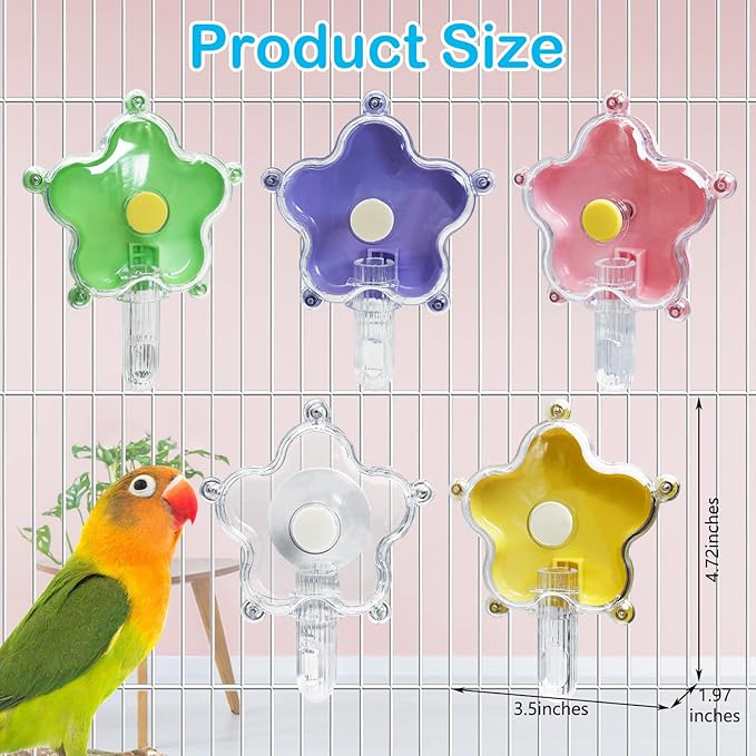 BNOSDM Bird Foraging Toys Cockatiel Foraging Wheel Parrot Cage Spinning Toys Parakeet Enrichment Puzzle Feeder Toy for Budgies Lovebirds Canaries (Transparent)