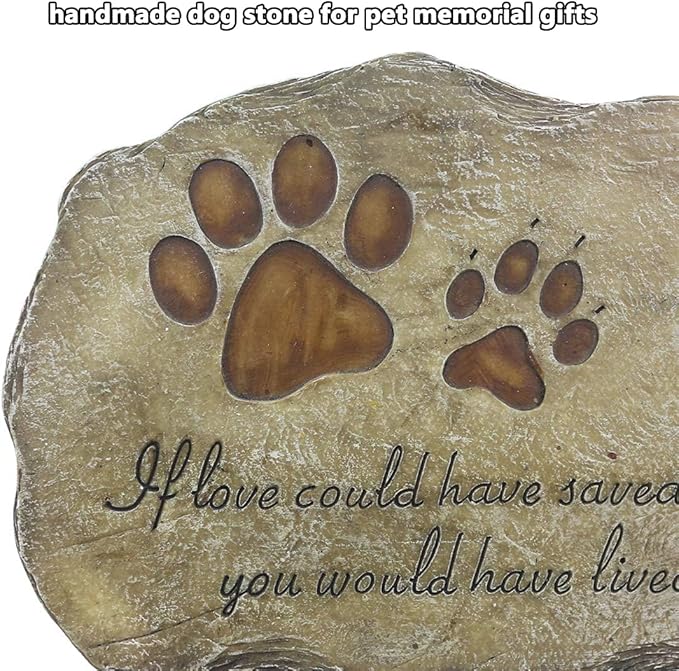 jinhuoba Paw Prints Dog Pet Memorial Stones, Pet Garden Stone Grave Marker for Dog or Cat, Hand-Painted Pet Memorial Gift Loss Gifts Sympathy Gifts for Dogs or Cats Indoor or Outdoor, 11" x 8"
