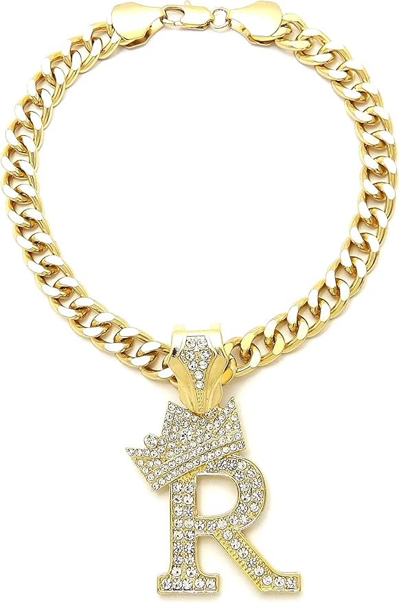 Initial Letter Cuban Chain Dog Chain Pet Chain Pet, Cat, Puppy Necklace (R, 26")
