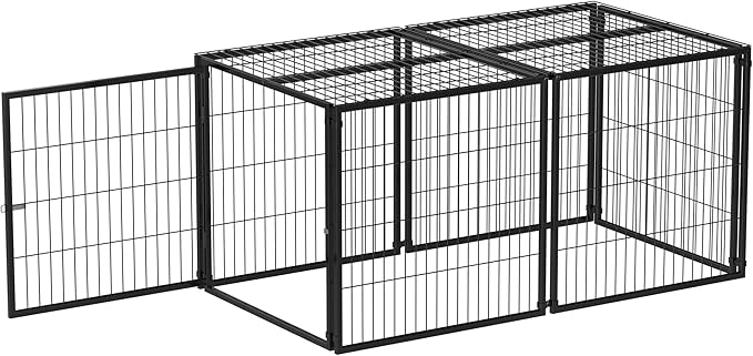 Nyahab 63.7" Large Dog Cage for Medium Dogs and Puppies, Indoor Metal Kennel Playpen with Removable Top Cover, Heavy-Duty Pet Crate with Adjustable Door, Black
